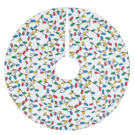 Saia Para Árvore De Natal De Poliéster Padrão de lâmpadas de cordas de Natal coloridas