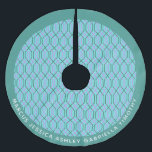 Saia Para Árvore De Natal De Poliéster Padrão de Linhas Azuis Vintage Aqua Personalizado<br><div class="desc">Padrão de Linhas Azuis de Aqua Vintage Penteado Pincel Pincelado Pincelado Camisa saia</div>