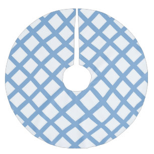 Saia Para Árvore De Natal De Poliéster Padrão de Listra de Diamante Arlequim Branco Azul