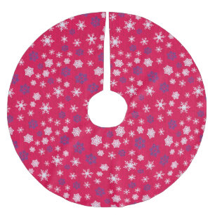 Saia Para Árvore De Natal De Poliéster Padrão de Natal de Floco de Neve Vermelho Branco