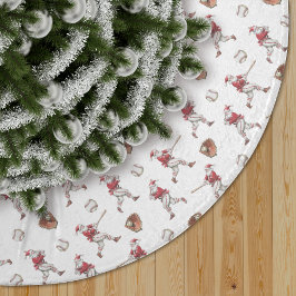 Saia Para Árvore De Natal De Poliéster Padrão de Natal do Papai Noel de Beisebol