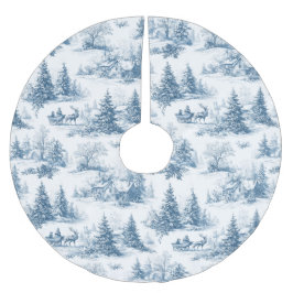 Saia Para Árvore De Natal De Poliéster Padrão de Natal em Toile Azul 