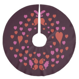 Saia Para Árvore De Natal De Poliéster Padrão de Natal em vermelho e rosa