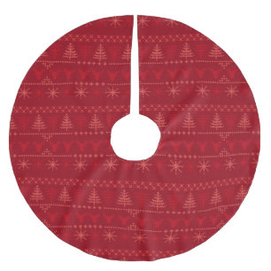 Saia Para Árvore De Natal De Poliéster Padrão de Natal Nórdico Vermelho