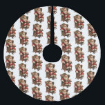 Saia Para Árvore De Natal De Poliéster Padrão de Natal Tradicional para Papais noeis Vint<br><div class="desc">Saia de árvore com uma imagem de estilo vintage apresentando o clássico Papai Noel sentado em uma cadeira de braço antiquada. Adorável design de Natal tradicional.</div>