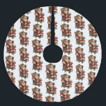 Saia Para Árvore De Natal De Poliéster Padrão de Natal Tradicional para Papais noeis Vint<br><div class="desc">Saia de árvore com uma imagem de estilo vintage apresentando o clássico Papai Noel sentado em uma cadeira de braço antiquada. Adorável design de Natal tradicional.</div>