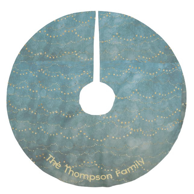 Saia Para Árvore De Natal De Poliéster Padrão de Natal Verde Personalizado (Frente)