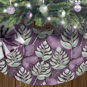 Saia Para Árvore De Natal De Poliéster Padrão de Natal Verde Roxo nº 29 ID1009