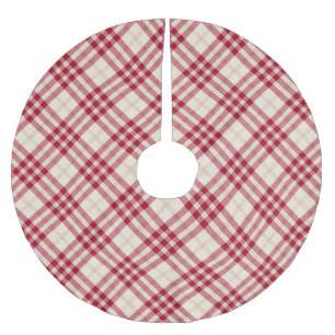 Saia Para Árvore De Natal De Poliéster Padrão de ouro branco vermelho da xadrez de Natal