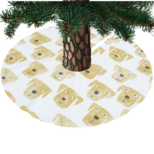 Saia Para Árvore De Natal De Poliéster Padrão de Ouro Labrador de Retriever de Cachorro (Golden Labrador Retriever dog pattern festive Christmas tree skirt)