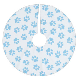 Saia Para Árvore De Natal De Poliéster Padrão De Patas, Patas Cachorros, Patas Azuis Bebi