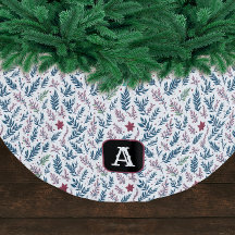 Padrão de Plantas de Natal com Monograma Vintage R