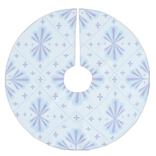 Saia Para Árvore De Natal De Poliéster Padrão de repetição floral geométrica azul pastel