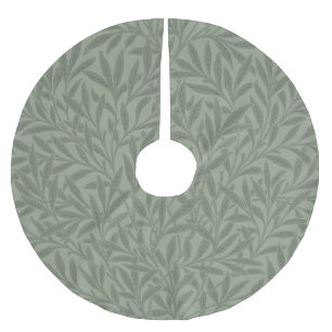 Saia Para Árvore De Natal De Poliéster Padrão de Salgueiro William Morris Antigo Verde Sa
