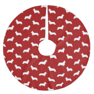Saia Para Árvore De Natal De Poliéster Padrão de Silhuetas de Cardigan Welsh Corgi