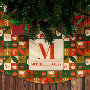 Saia Para Árvore De Natal De Poliéster Padrão de transmissão de Papais noeis sem costura 