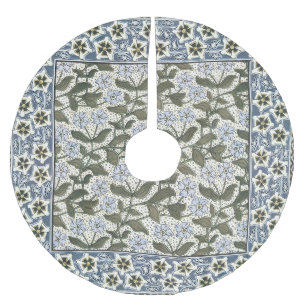 Saia Para Árvore De Natal De Poliéster Padrão de Vieira Azul do Periwinkle Vinca