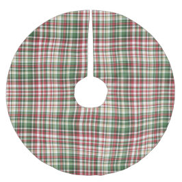 SAIA PARA ÁRVORE DE NATAL DE POLIÉSTER PADRÃO DE XADREZ DE NATAL BRANCO VERDE VERMELHO