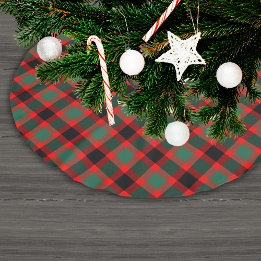 Saia Para Árvore De Natal De Poliéster Padrão de Xadrez de Natal Verde Festivo