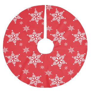 Saia Para Árvore De Natal De Poliéster Padrão do Floco de Neve, Flocos de Neve Brancos, N