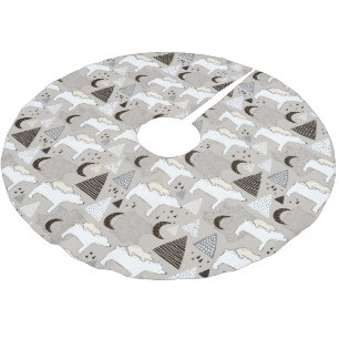 Saia Para Árvore De Natal De Poliéster Padrão do Urso do Pavimento da Porta-Gama