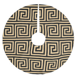 Saia Para Árvore De Natal De Poliéster Padrão dos Quadrados-Chave Gregos Meander Brown