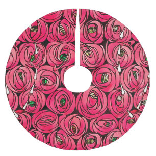 Saia Para Árvore De Natal De Poliéster Padrão Floral Art Nouveau Rosa Rennie Mackintosh