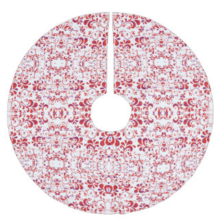 Saia Para Árvore De Natal De Poliéster Padrão floral branco vermelho fofo