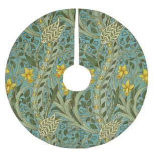 Saia Para Árvore De Natal De Poliéster Padrão Floral de Narciso Clássico William Morris