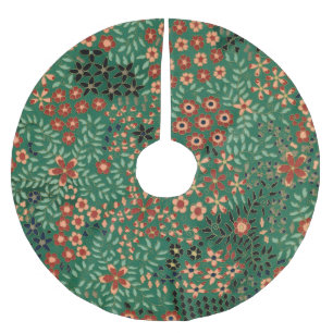 Saia Para Árvore De Natal De Poliéster Padrão floral japonês bonito vintage