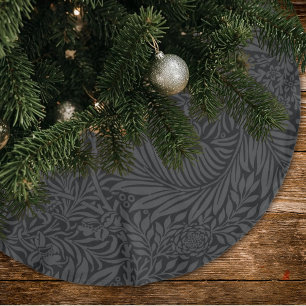 Saia Para Árvore De Natal De Poliéster Padrão Floral Preto Elegante