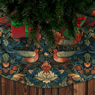 Saia Para Árvore De Natal De Poliéster Padrão Floral Vintage Folhas de Pássaros William M