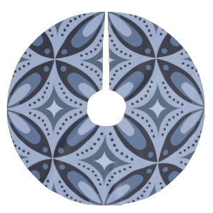Saia Para Árvore De Natal De Poliéster Padrão Geométrico Azul Estilo Retro
