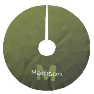 Saia Para Árvore De Natal De Poliéster Padrão geométrico de malha verde do exército Monog