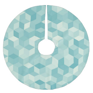Saia Para Árvore De Natal De Poliéster Padrão Hexagonal Azul Invisível