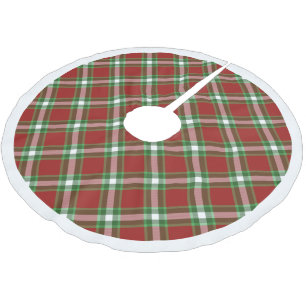Saia Para Árvore De Natal De Poliéster Padrão legal de Xadrez do Lumberjack Vermelho Bran