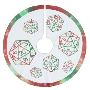 Saia Para Árvore De Natal De Poliéster Padrão Natal D20   Tabletop RPG Dice de Feriado