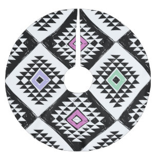 Saia Para Árvore De Natal De Poliéster Padrão Navajo Tribal Branco Negro