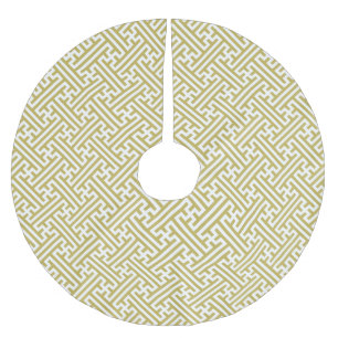 Saia Para Árvore De Natal De Poliéster Padrão Sayagata, Japonês, Dourado e Branco