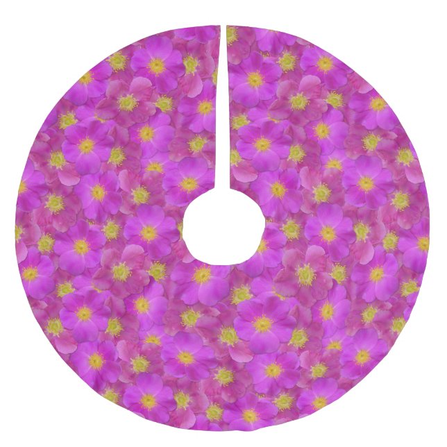 Saia Para Árvore De Natal De Poliéster Padrão Selvagem de Rosa (Frente)