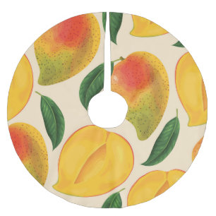 Saia Para Árvore De Natal De Poliéster Padrão sem costura da Fruta de Mango