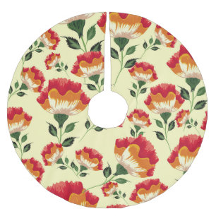Saia Para Árvore De Natal De Poliéster Padrão sem costura, decoração colorida de flores.