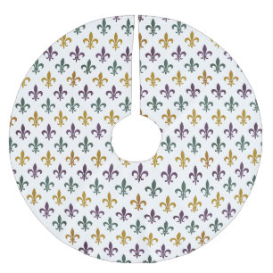 Saia Para Árvore De Natal De Poliéster Padrão tradicional de Fleur de Lis colorido de Mar