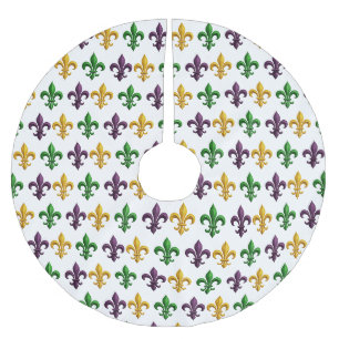 Saia Para Árvore De Natal De Poliéster Padrão tradicional de Fleur de Lis colorido de Mar