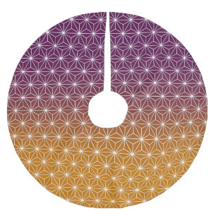 Saia Para Árvore De Natal De Poliéster Padrão tradicional japonês vermelho e roxo