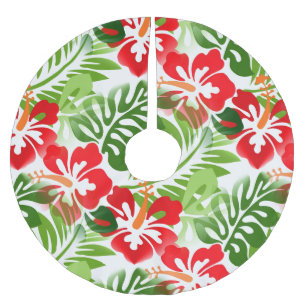 Saia Para Árvore De Natal De Poliéster Padrão Tropical de Flores de Hibisco da Ilha Havai