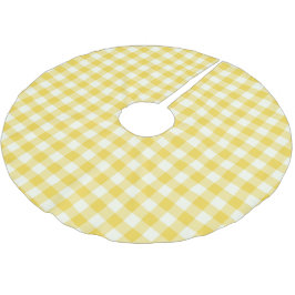 Saia Para Árvore De Natal De Poliéster Padrão Xadrez Buffalo Gingham Amarelo Pastel