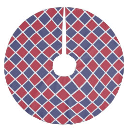 Saia Para Árvore De Natal De Poliéster Padrão Xadrez Diamante Harlequim Vermelho Azul Bra