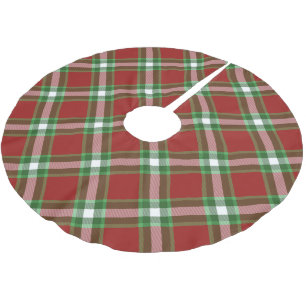 Saia Para Árvore De Natal De Poliéster Padrão Xadrez Lumberjack Vermelho Branco Verde Leg