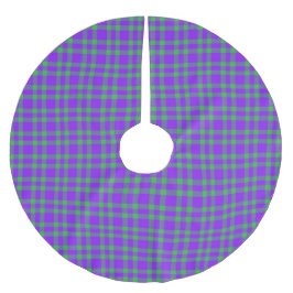 Saia Para Árvore De Natal De Poliéster Padrão Xadrez Verde Roxo